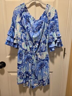 Lilly Pulitzer Calla Romper Coastal Blue Catch N Keep Medium